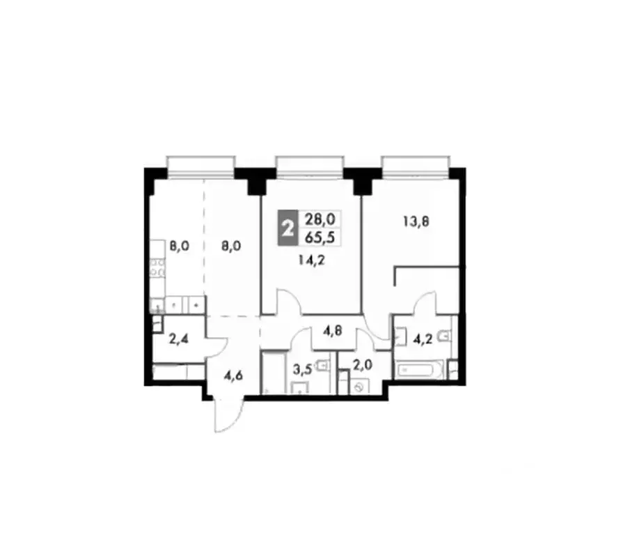 3-к кв. Москва Сидней Сити жилой комплекс, к5/2 (65.5 м) - Фото 1