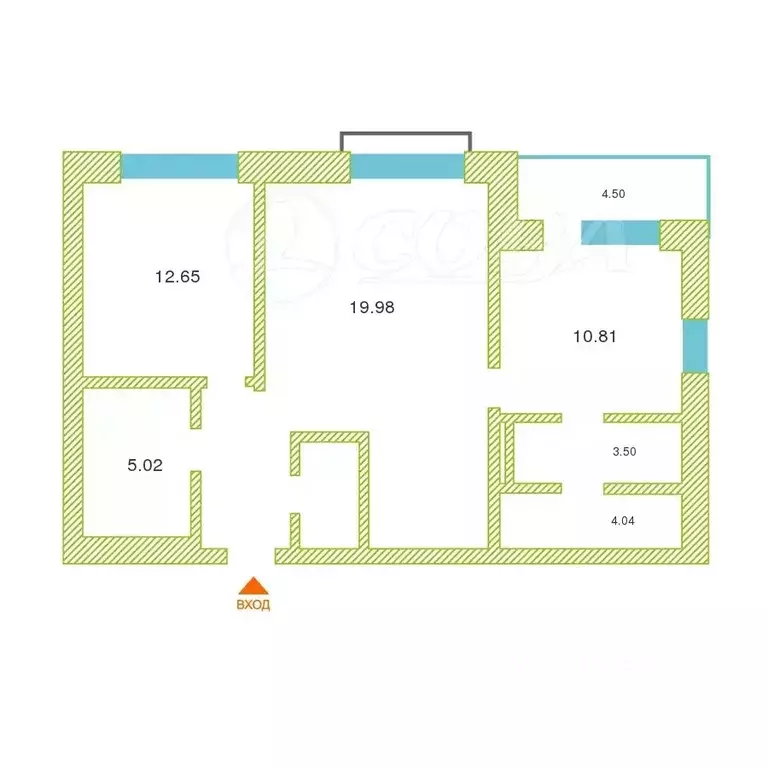 2-к кв. Тюменская область, Тюмень Полевая ул., 108 (69.0 м) - Фото 2