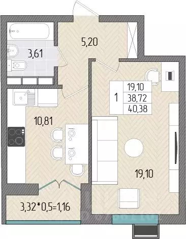 1-к кв. Краснодарский край, Темрюк Сады у моря жилой комплекс (40.38 ... - Фото 1