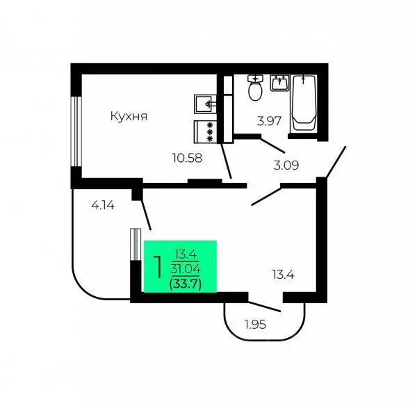 1-к кв. Воронежская область, Воронеж Оникс жилой комплекс (33.7 м) - Фото 1