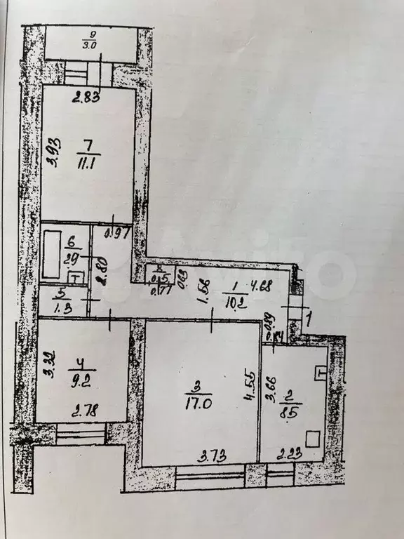 3-к. квартира, 60,7 м, 2/9 эт. - Фото 0