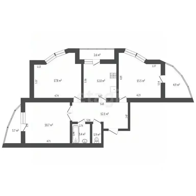 3-к кв. Тюменская область, Тюмень Транспортная ул., 82 (81.5 м) - Фото 2