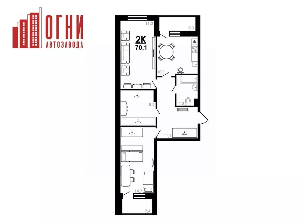 2-к кв. Нижегородская область, Нижний Новгород Коломенская ул., 8к4 ... - Фото 1