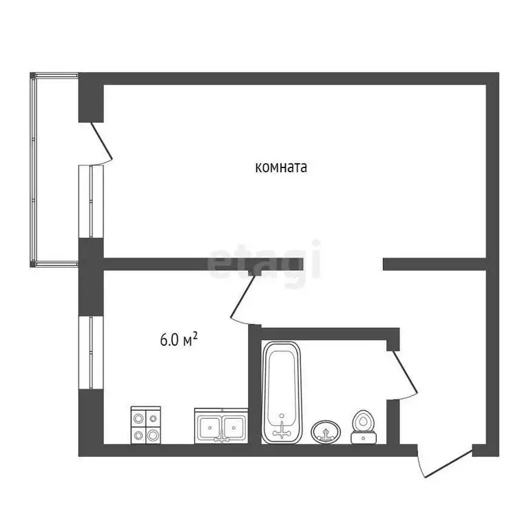 1-комнатная квартира: Чита, микрорайон Северный, 4 (33 м) - Фото 0