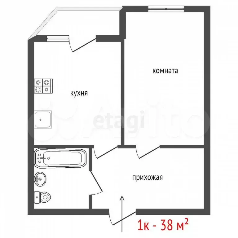 1-к. квартира, 38 м, 29/32 эт. - Фото 0