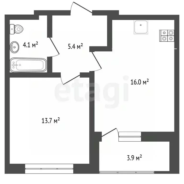 1-к кв. Тюменская область, Тюмень Трактовая ул., 207 (43.1 м) - Фото 2