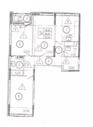 3-к. квартира, 83 м, 8/9 эт. - Фото 0