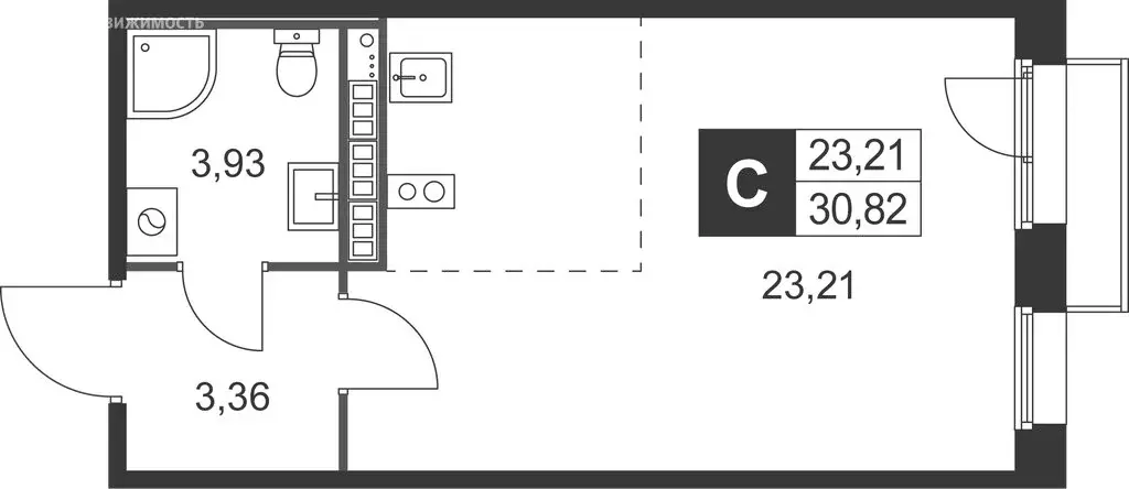 Квартира-студия: Ленинградская область, Гатчинский муниципальный ... - Фото 1