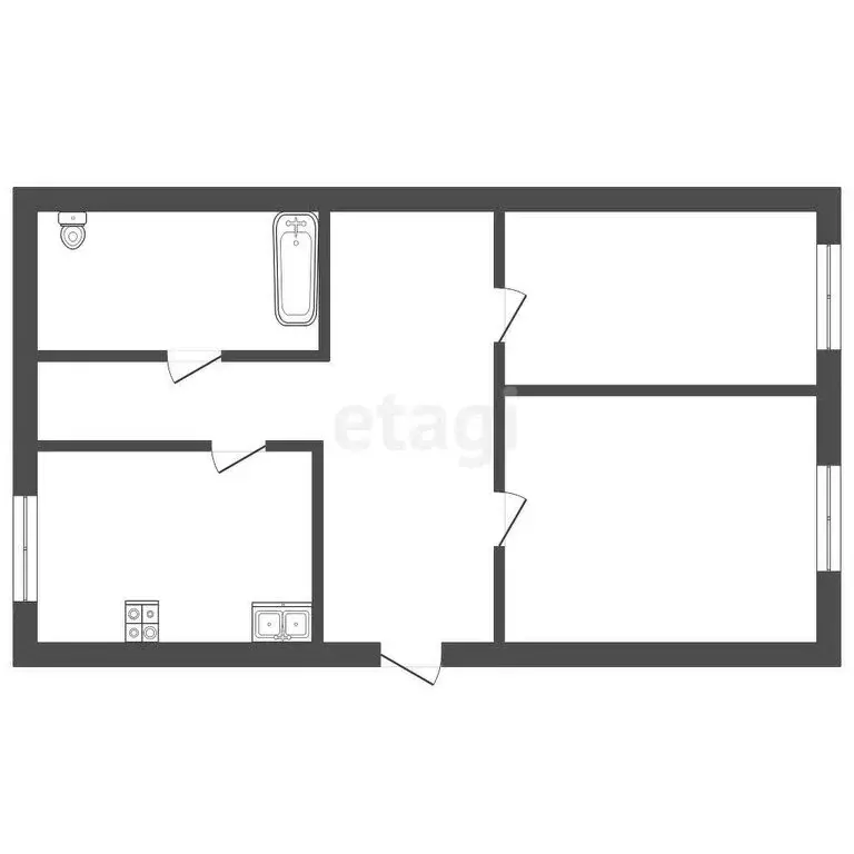 2-комнатная квартира: Бахчисарай, улица Фрунзе, 56 (51.8 м) - Фото 1