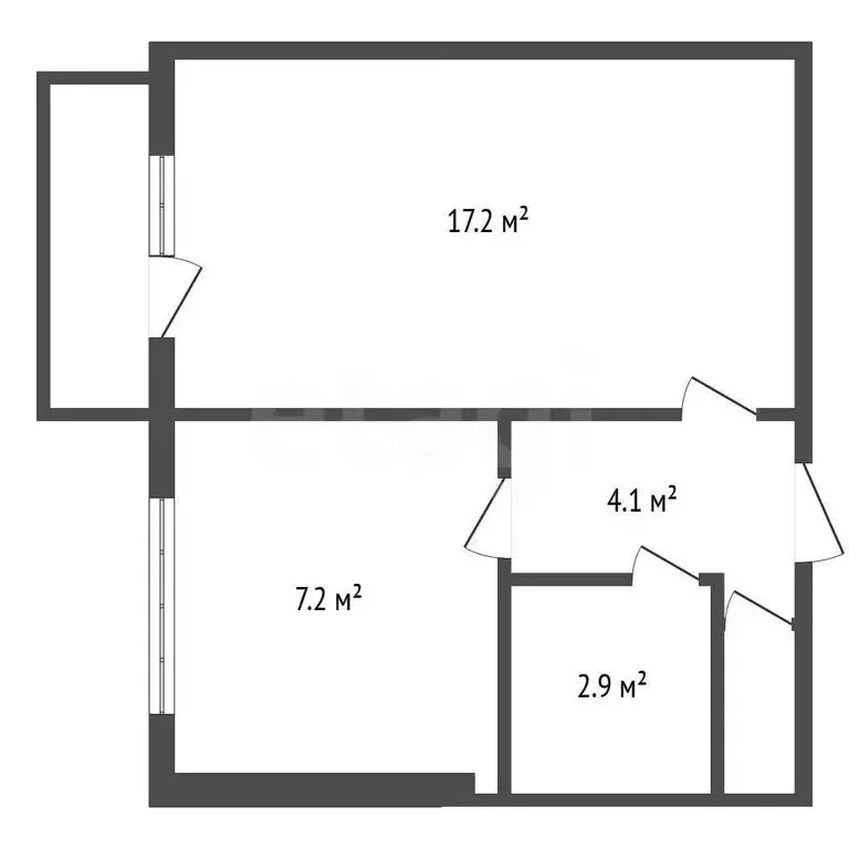 1-комнатная квартира: село Новая Усмань, Центральная улица, 3 (34.5 м) - Фото 1