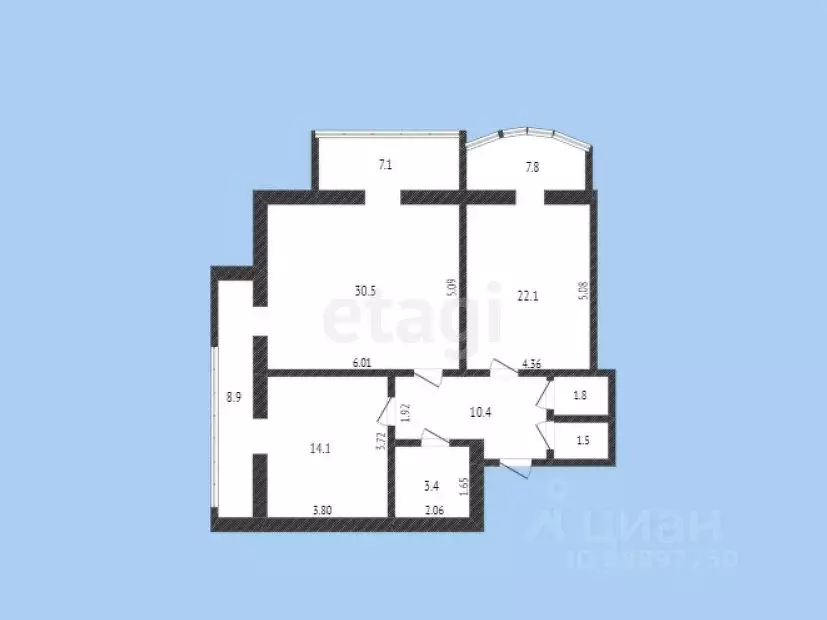 2-к кв. Карачаево-Черкесия, Черкесск ул. Космонавтов, 43Бк1 (112.0 м) - Фото 1