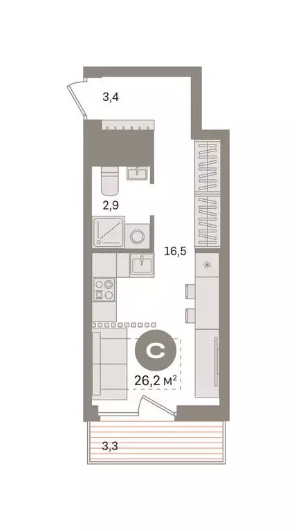 Квартира-студия: Екатеринбург, жилой район Эльмаш, Механический ... - Фото 2