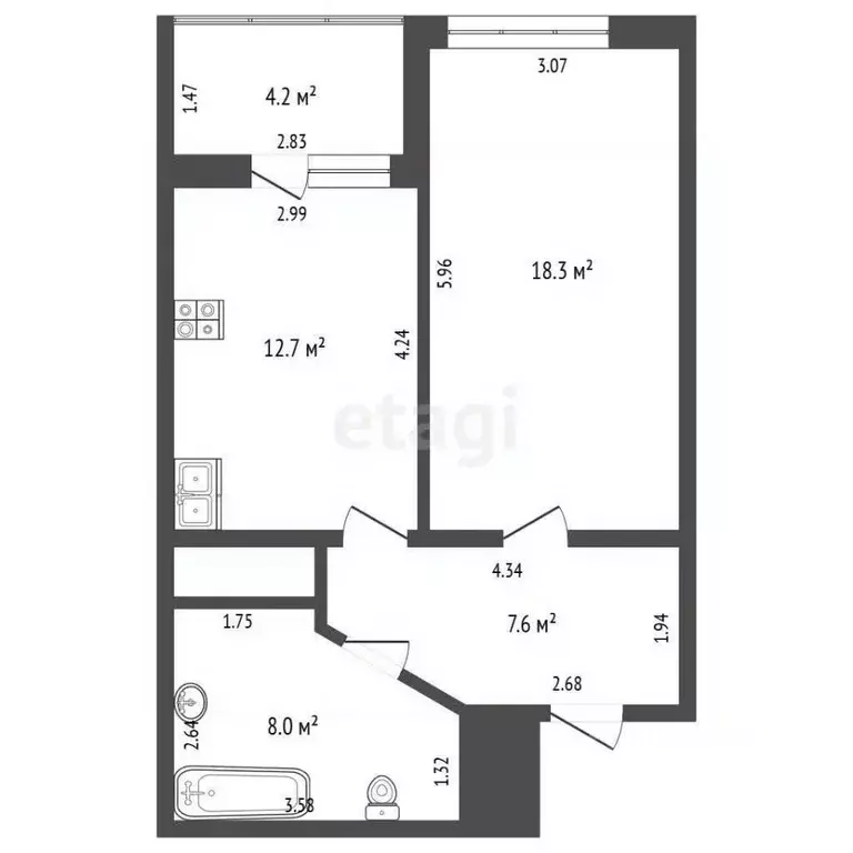1-к кв. Крым, Ялта ул. Крупской, 52 (50.8 м) - Фото 2