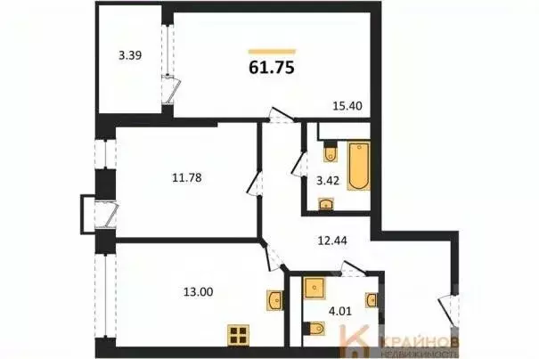 2-к кв. Воронежская область, Воронеж наб. Чуева, 7 (61.75 м) - Фото 0