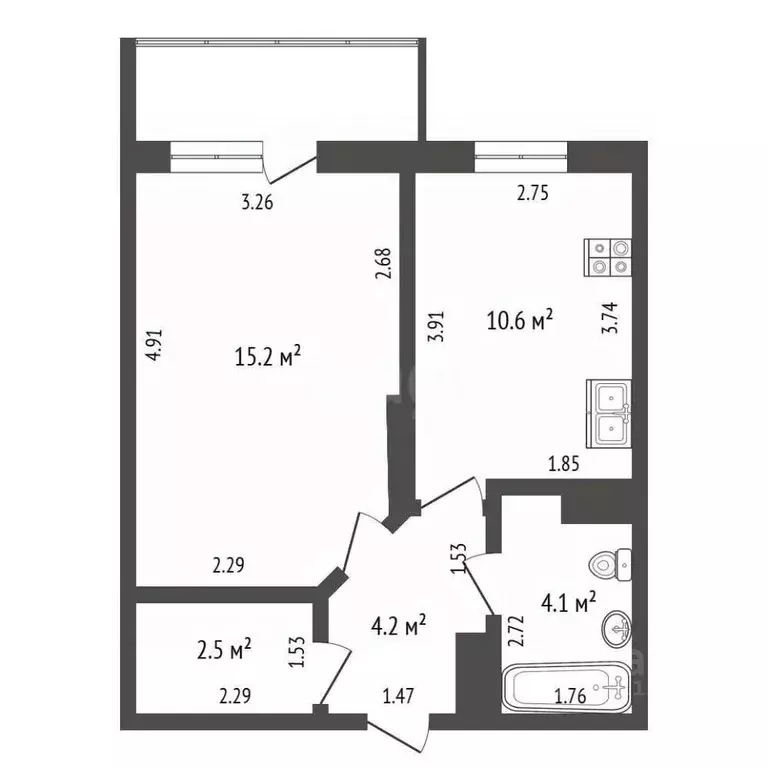 1-к кв. Чувашия, Чебоксары ул. А.В. Асламаса, 1к3 (37.9 м) - Фото 2