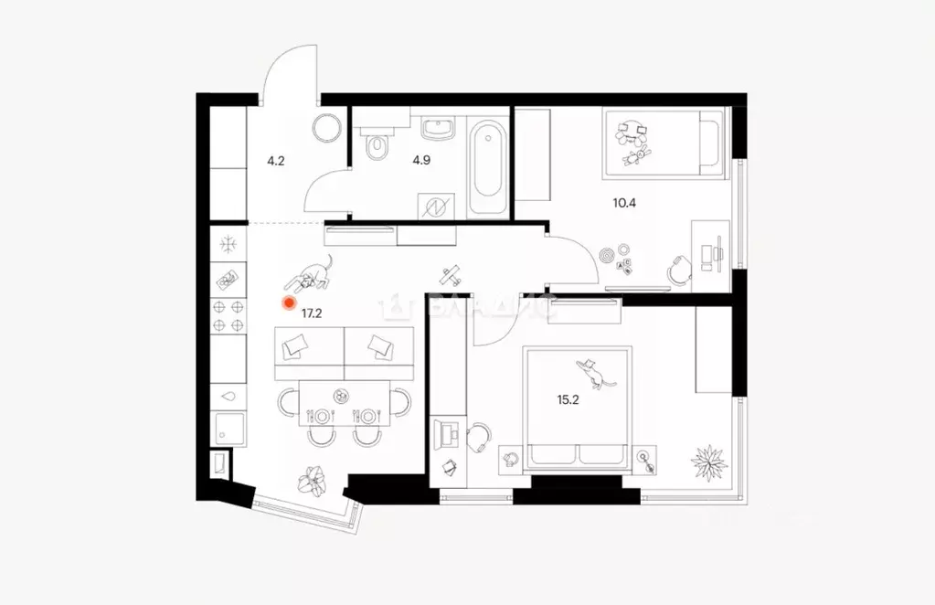 2-к кв. Москва Кронштадтский 9 жилой комплекс (51.9 м) - Фото 1