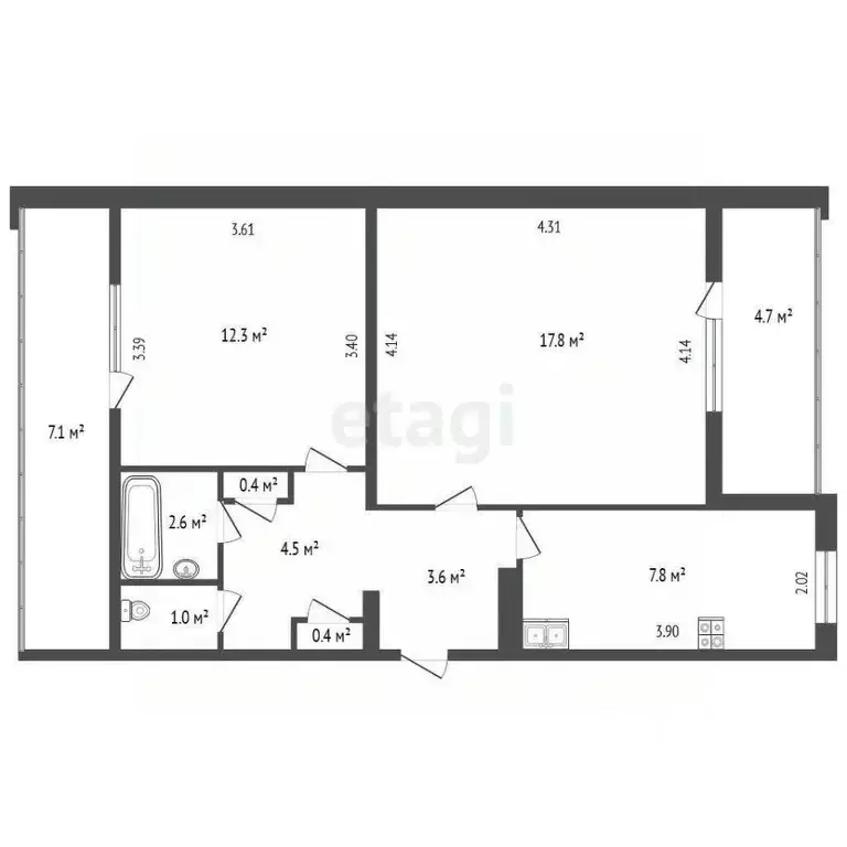 2-к кв. Севастополь просп. Октябрьской Революции, 26 (56.0 м) - Фото 2