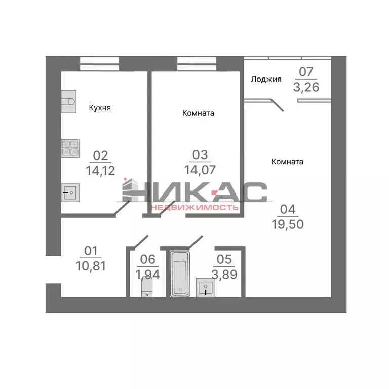 2-комнатная квартира: посёлок Карачиха, Радужный переулок, 4 (65.8 м) - Фото 1