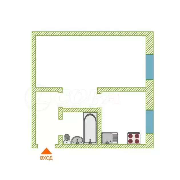 1-к кв. Курганская область, Курган ул. Дзержинского, 52 (29.6 м) - Фото 2