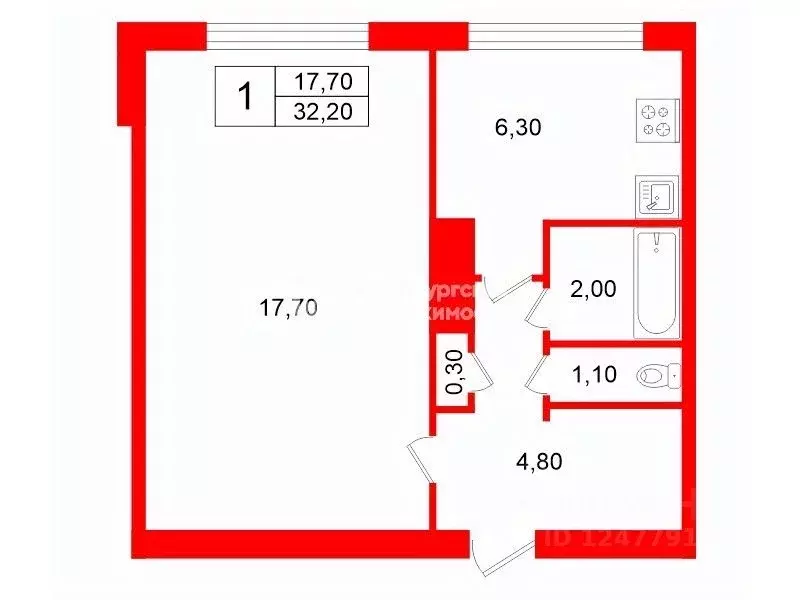 1-к кв. Санкт-Петербург ул. Демьяна Бедного, 22к1 (32.2 м) - Фото 2