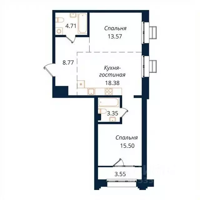 2-к кв. Иркутская область, Иркутск Байкальская ул., 246Б (67.2 м) - Фото 1