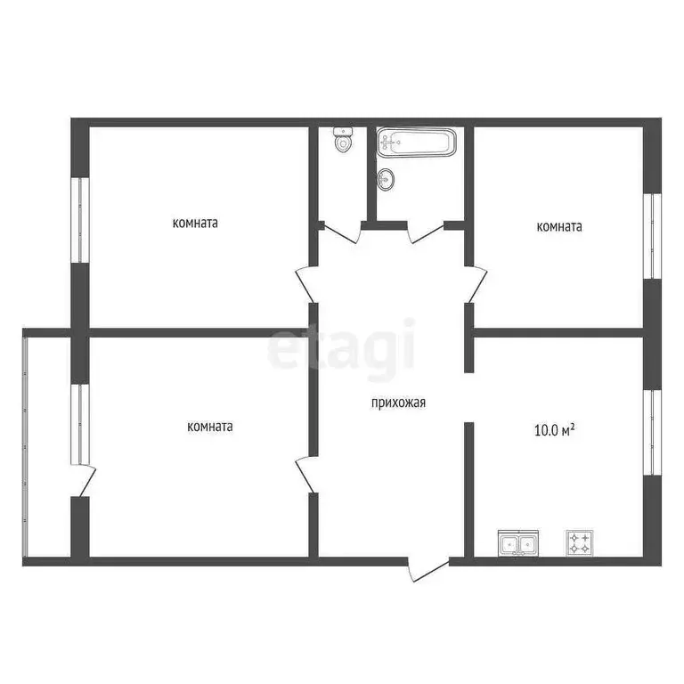 3-комнатная квартира: Сыктывкар, улица Морозова, 197 (65.5 м) - Фото 1