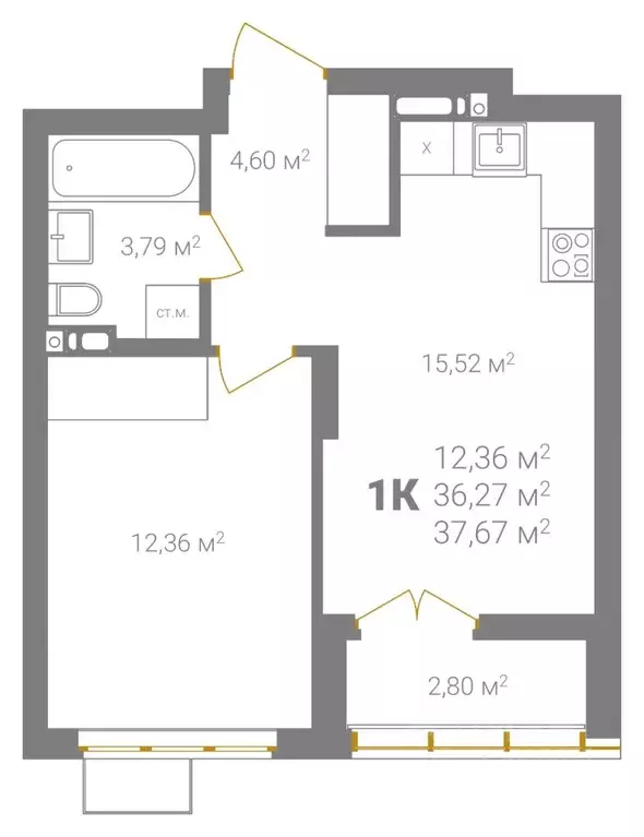 1-к кв. Нижегородская область, Нижний Новгород Ветеринарная ул. (37.67 ... - Фото 2