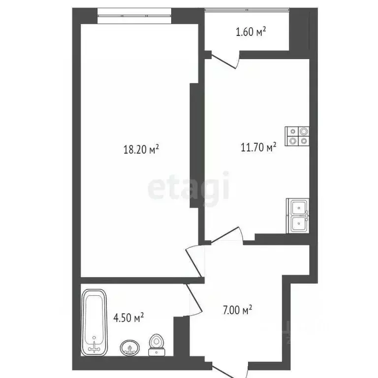 1-к кв. севастополь просп. античный, 26к5 (41.4 м) - Фото 1