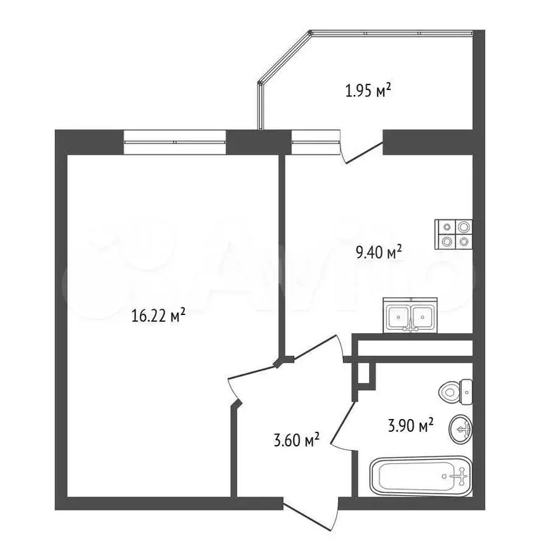 1-к. квартира, 33 м, 6/6 эт. - Фото 0