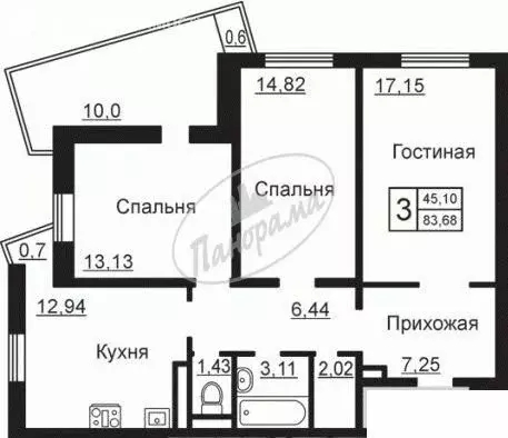 3-комнатная квартира: Калуга, микрорайон Анненки, улица Анненки, 38к1 ... - Фото 0