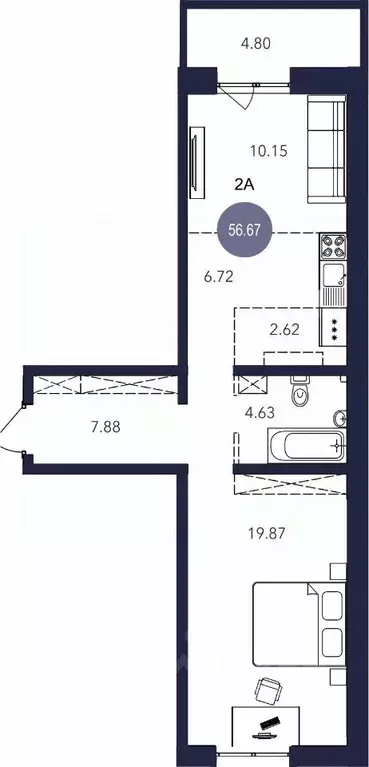 2-к кв. Иркутская область, Братск ул. Металлургов, 8 (56.67 м) - Фото 0