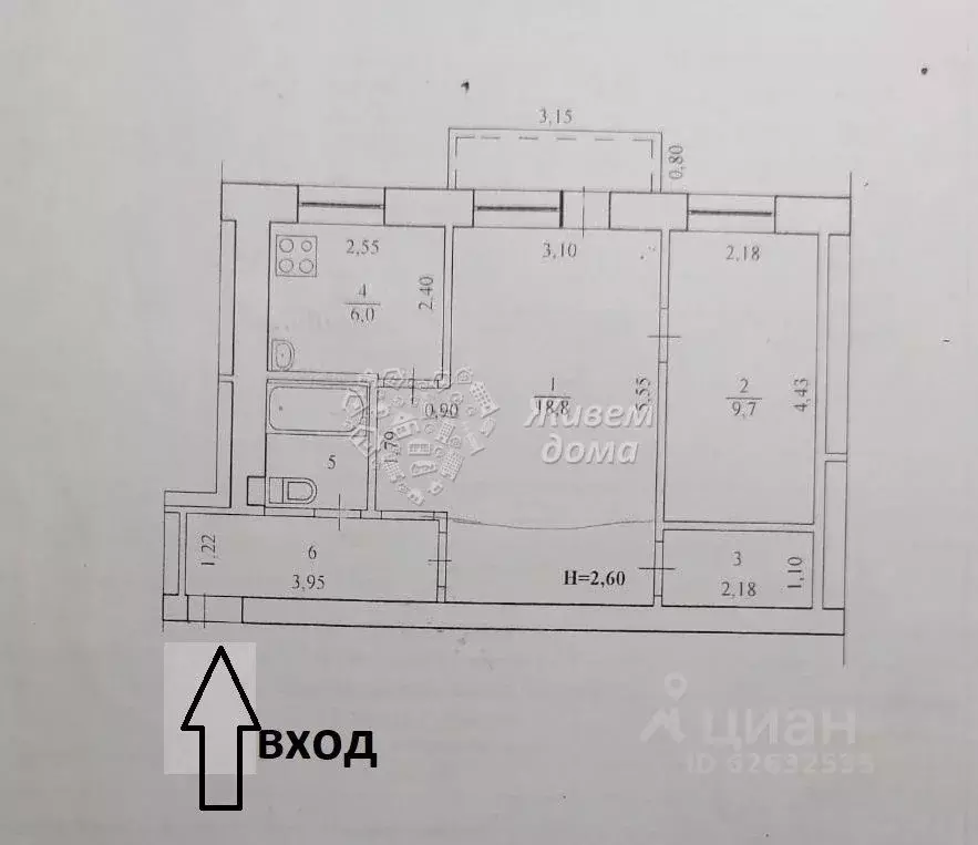 2-к кв. волгоградская область, волгоград ул. германа титова, 11 (44.9 . - Фото 1