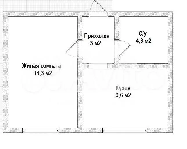 1-к. квартира, 32 м, 2/4 эт. - Фото 0