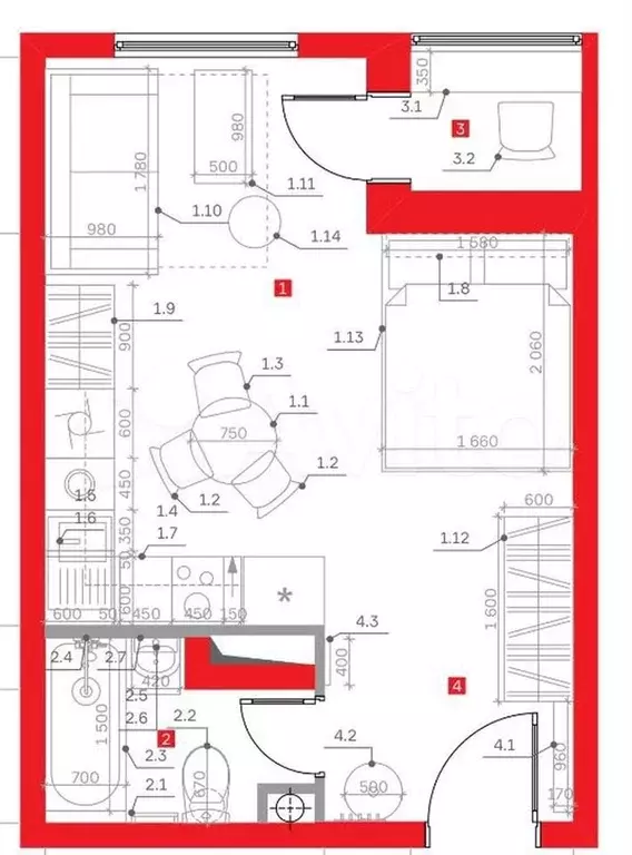 Квартира-студия, 26,8 м, 5/9 эт. - Фото 0