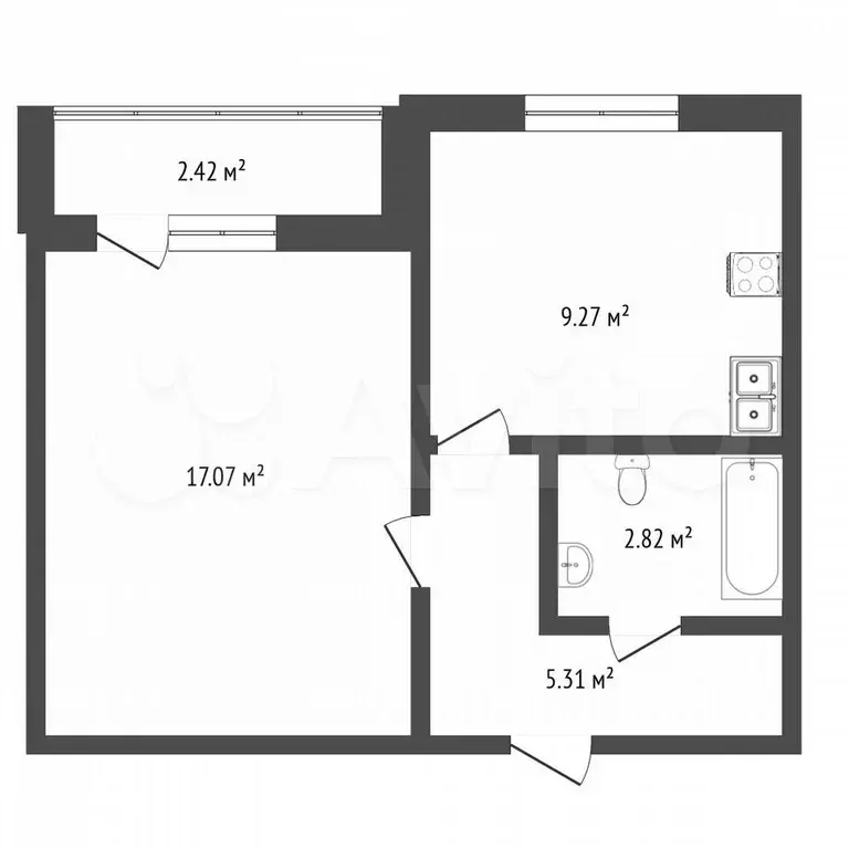 1-к. квартира, 35,1 м, 7/10 эт. - Фото 0