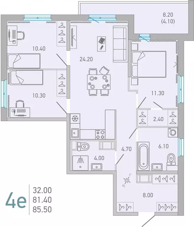 3-комнатная квартира: Сертолово, улица Ларина, 9 (85.5 м) - Фото 0