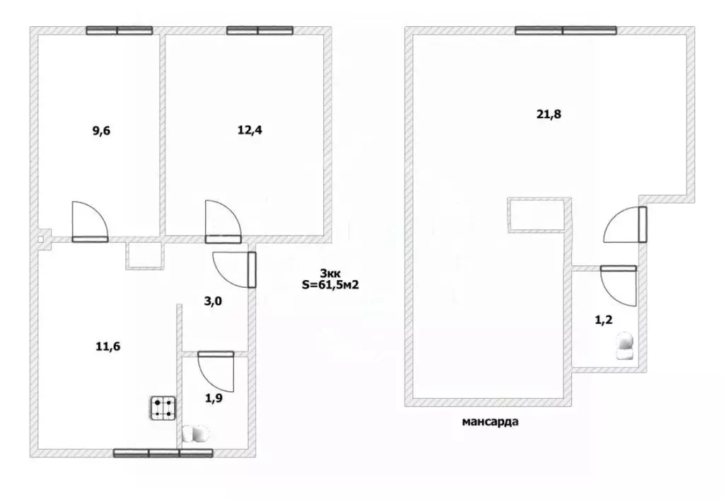 3-к кв. Калининградская область, Калининград Комсомольская ул., 109 ... - Фото 2
