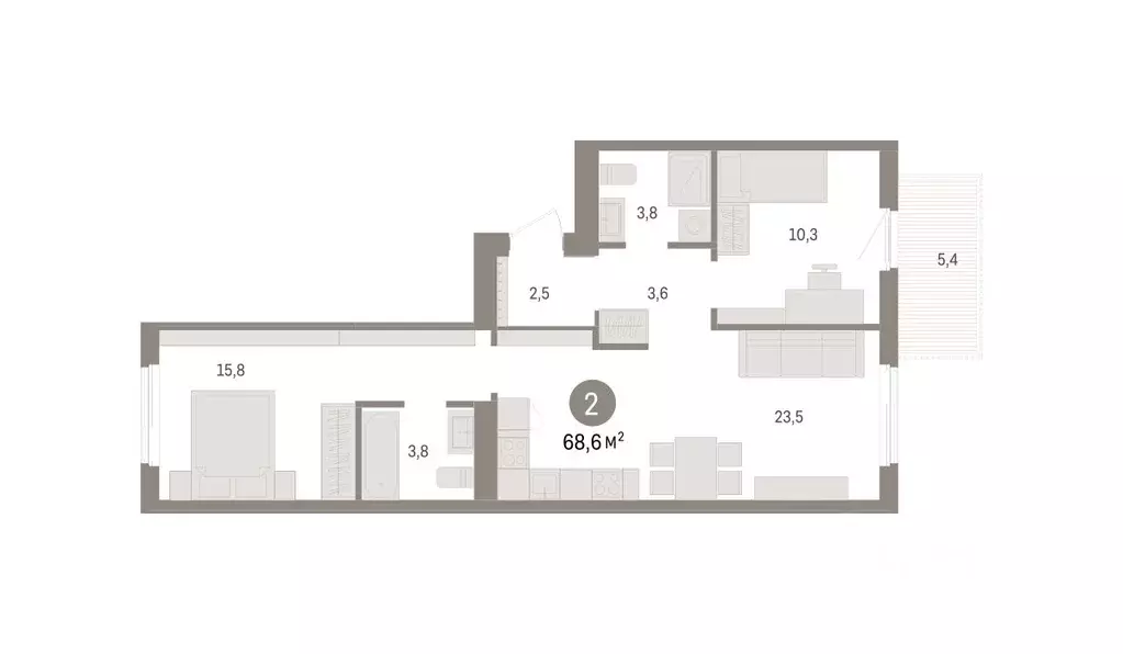 2-к кв. Новосибирская область, Новосибирский район, Краснообск рп, 3-й ... - Фото 2