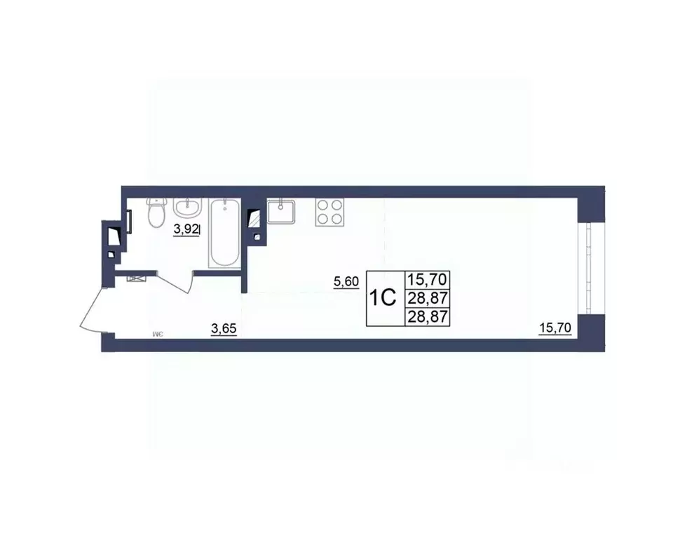 Студия Башкортостан, Уфа Космос жилой комплекс, лит1 (28.87 м) - Фото 1