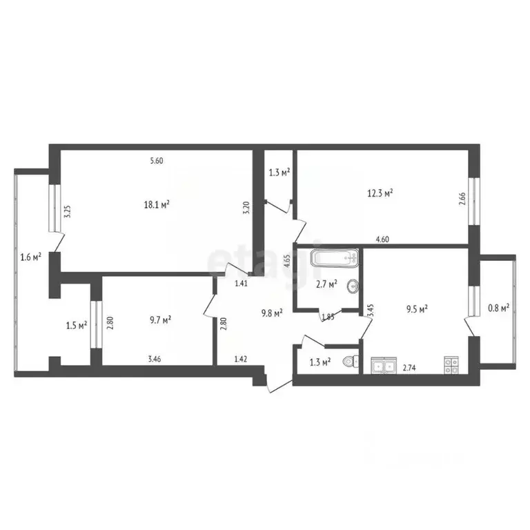 3-к кв. Крым, Феодосия ул. Челнокова, 98 (64.7 м) - Фото 2