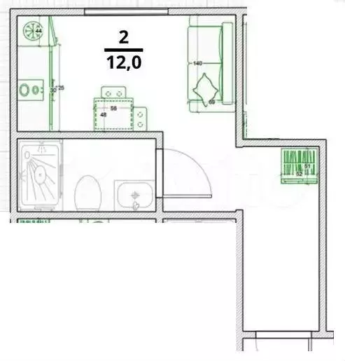 Квартира-студия, 12 м, 1/9 эт. - Фото 0