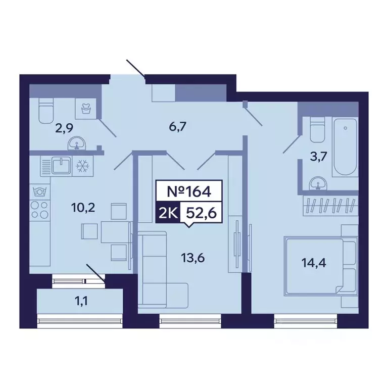 2-к кв. Саха (Якутия), Якутск ул. Новопортовская, 1А/1 (52.6 м) - Фото 1