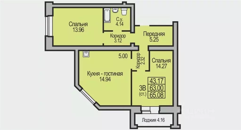 3-к кв. Новосибирская область, Бердск Южный мкр,  (65.08 м) - Фото 0