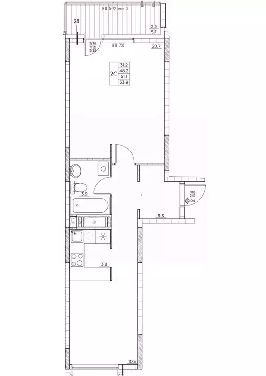 2-к кв. Приморский край, Владивосток ул. Расула Гамзатова, 7к3 (53.9 ... - Фото 0