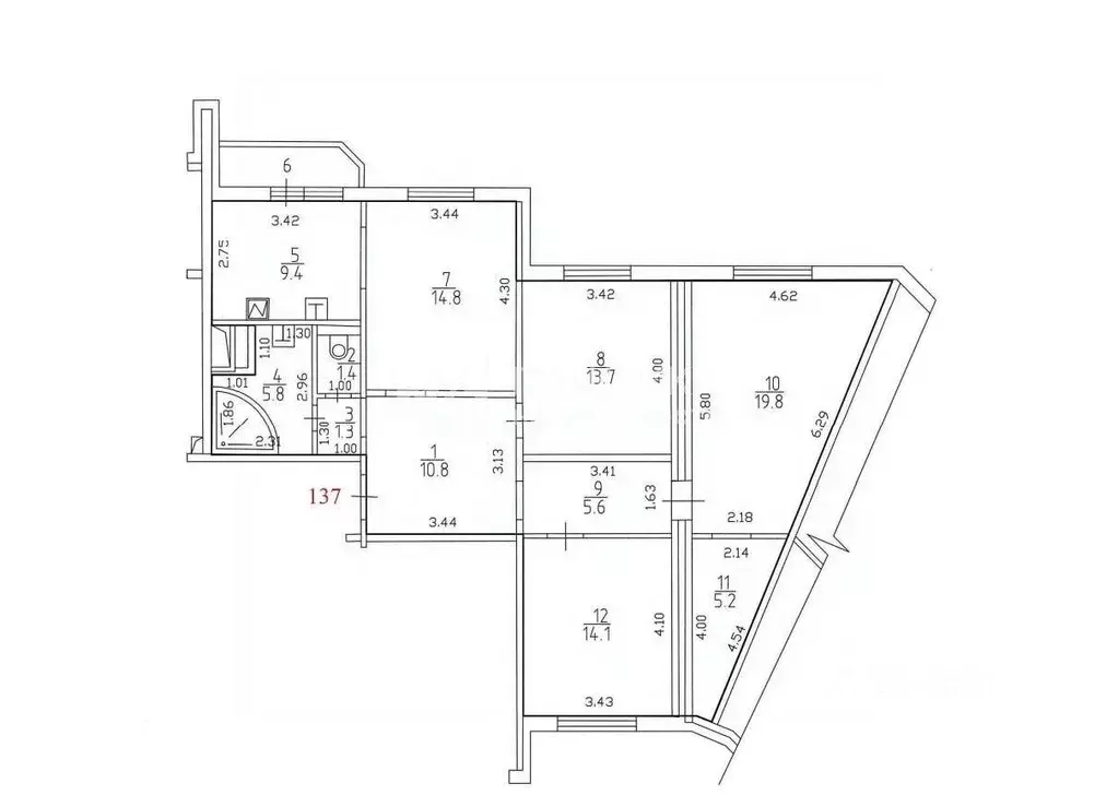 Квартира, 4 комнаты, 101.9 м - Фото 2