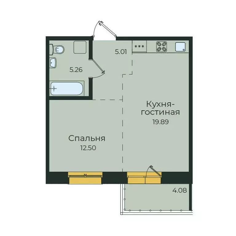 1-комнатная квартира: Иркутск, улица Пискунова, 134А (46.74 м) - Фото 1