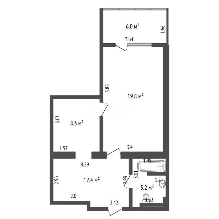 2-комнатная квартира: Севастополь, Парковая улица, 7 (51.7 м) - Фото 1