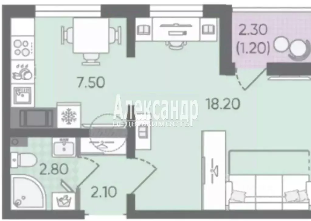 1-к кв. Санкт-Петербург ул. Чарушинская, 32 (31.6 м) - Фото 2