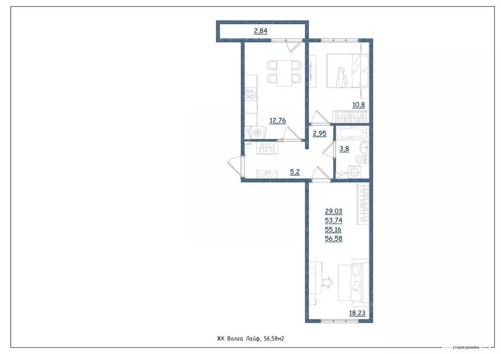 2-к кв. Тверская область, Тверь Новочеркасская ул., 49 (56.58 м) - Фото 2