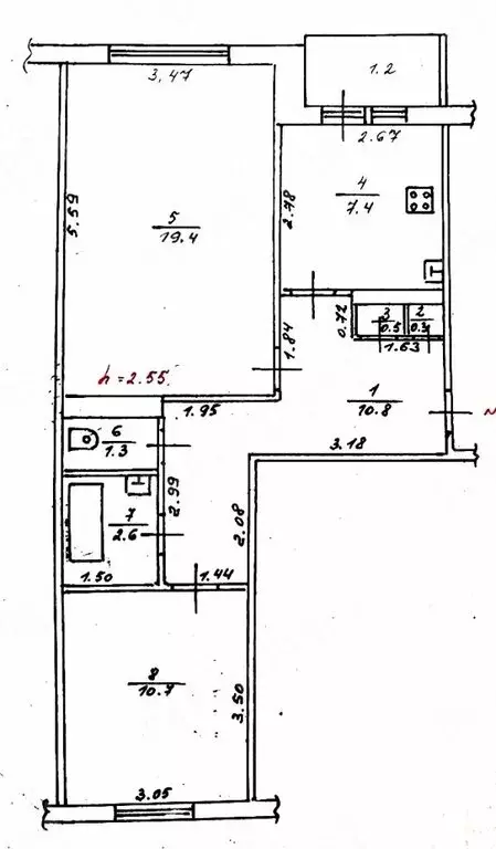 2-комнатная квартира: Тверь, Артиллерийский переулок, 12 (54.2 м) - Фото 1